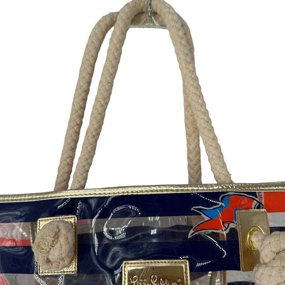 Lilly Pulitzer Shoreline Tote Raise The Sail Beach Bag Nautical Rare Preppy Cute - Picture 4 of 12